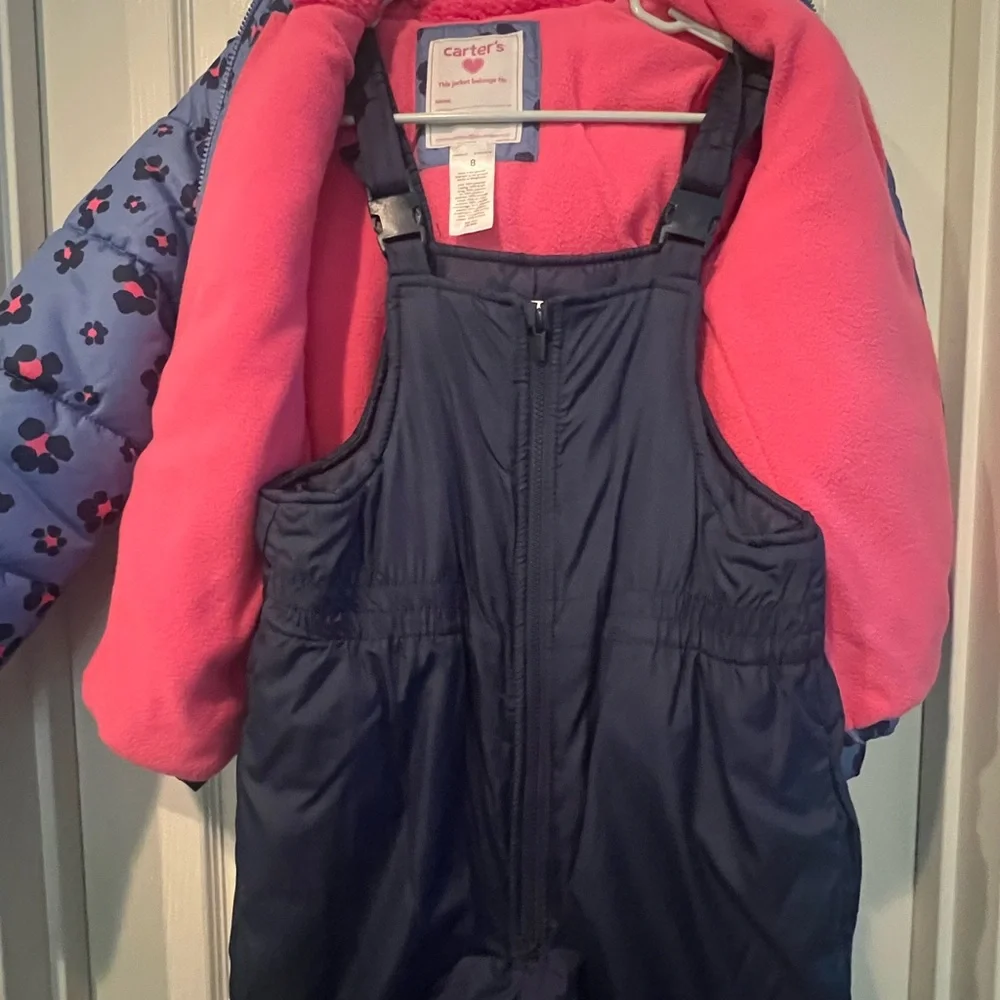 Carter's Pink fleece Snow bib and Jacket - Picture 2 of 9
